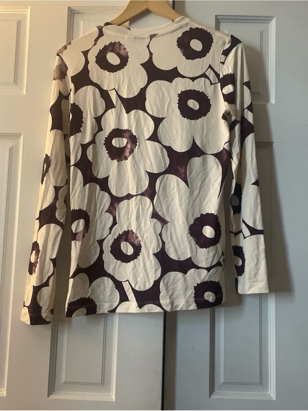 Marimekko Luotunut Värjätty Unikko Long Sleeve Shirt Women’s Size L - Picture 5 of 5